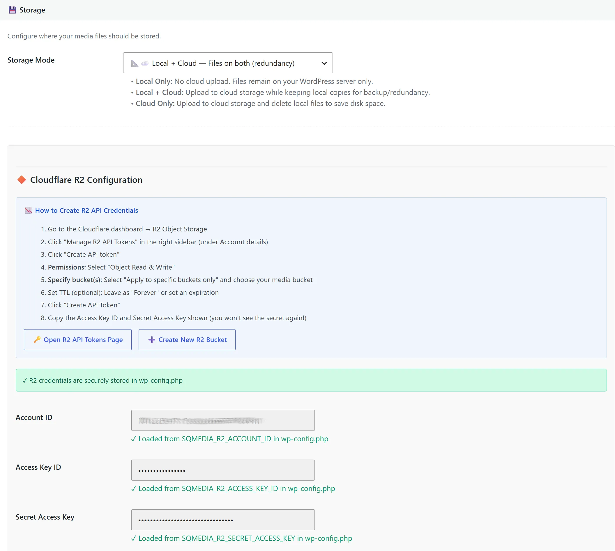 Side-by-side comparison of the settings screens — WP Offload Media's storage-provider configuration alongside StaticQ Media's storage, processing, delivery, and scanner controls in a single integrated panel