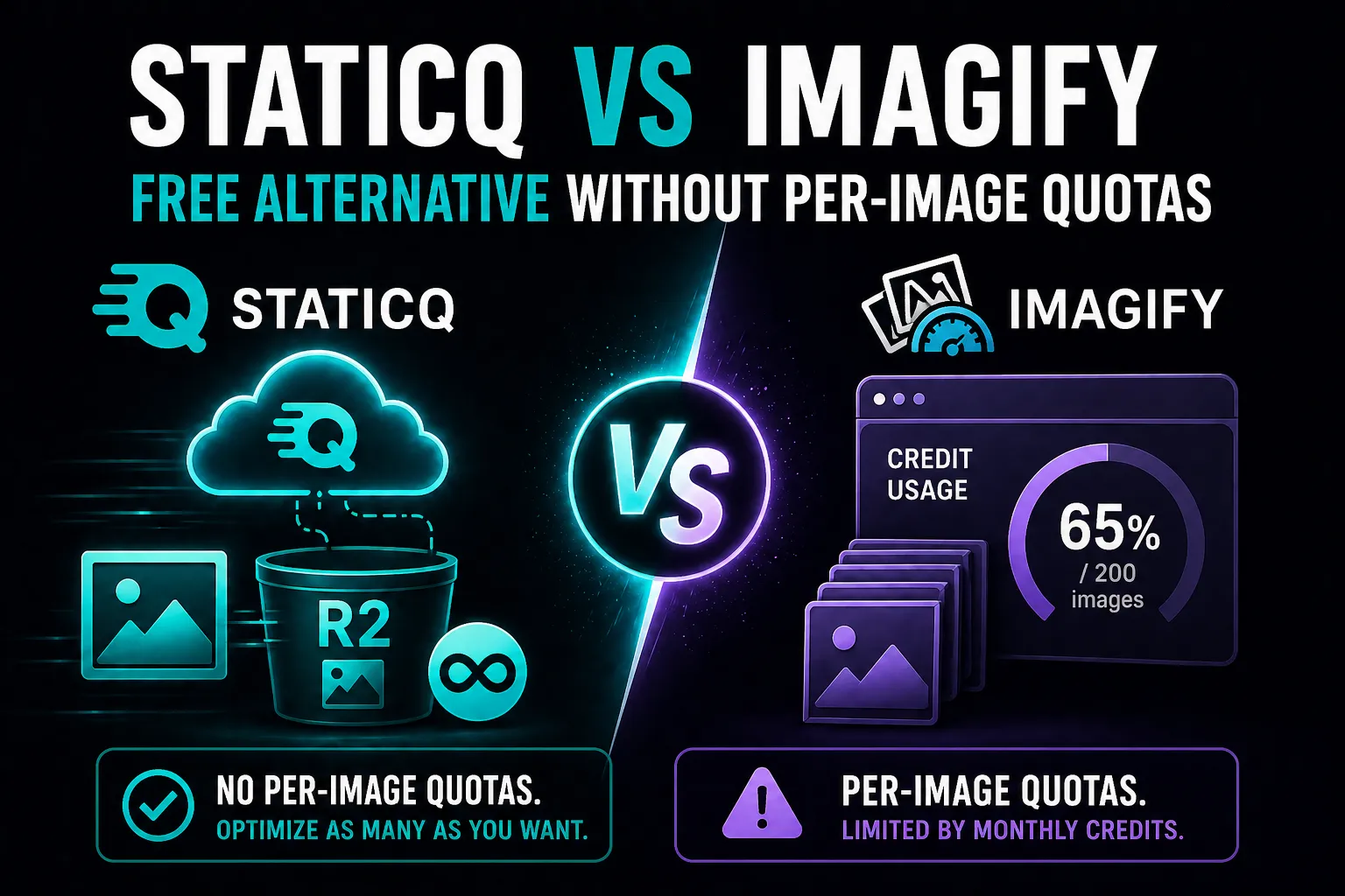 StaticQ vs Imagify: Free Alternative Without Per-Image Quotas